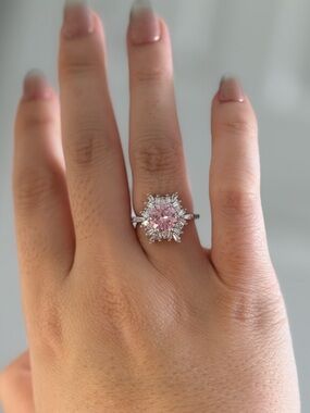 Pink Halo Flower Cocktail Ring - Women Jewelry